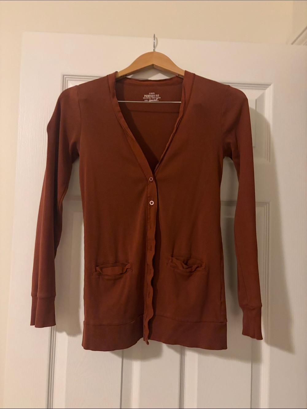 J. Crew Rust Orange Slim Button Cardigan